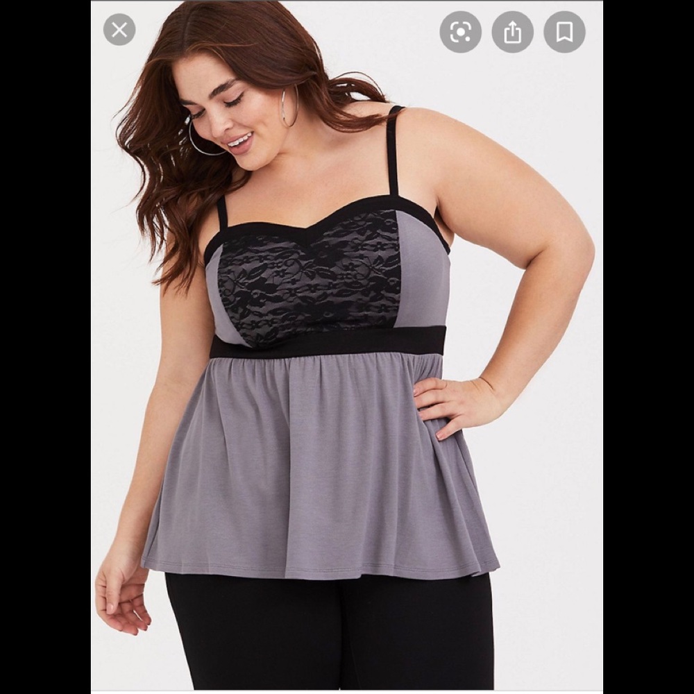 Torrid gray and black lace Cami 2X